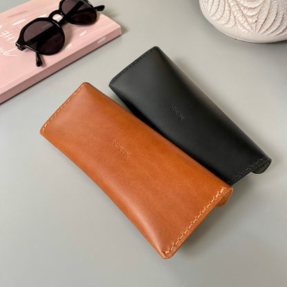 Elegant Leather Glasses Case |  Watch Me | classic brown and chic black