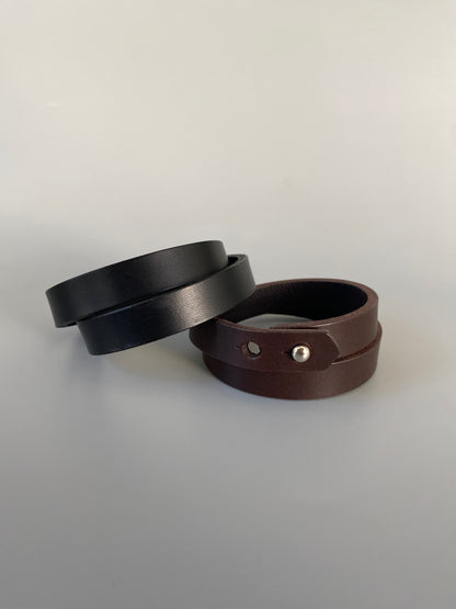 Size-adjustable Leather Double Wrap Bracelet Men | Wrap Me | Dark Brown