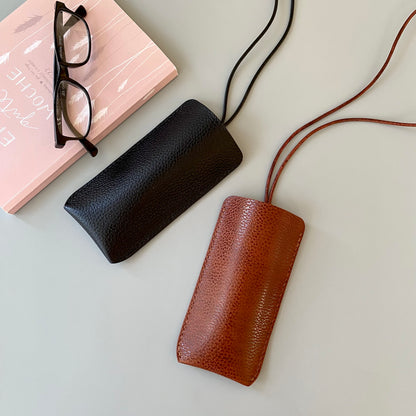 Leather Glasses Case from grained leather| See Me | Black and Brown