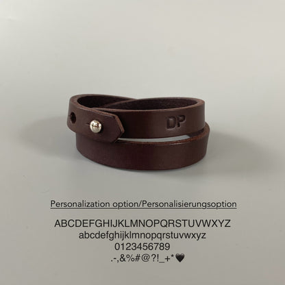 Size-adjustable Leather Double Wrap Bracelet Men | Wrap Me | Cognac Brown