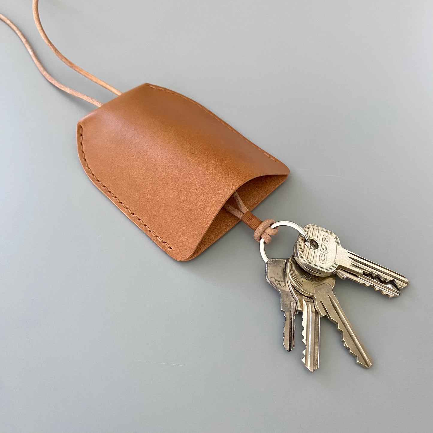 Leather Key Pouch with Lanyard | Close Me | many colors