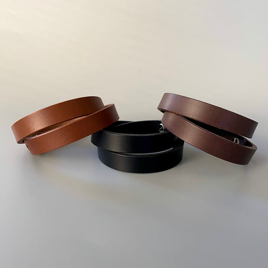Size-adjustable Leather Double Wrap Bracelet Men | Wrap Me | Black