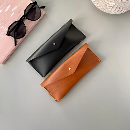 Elegant Leather Glasses Case |  Watch Me | classic brown and chic black