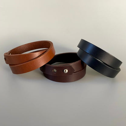 Size-adjustable Leather Double Wrap Bracelet Men | Wrap Me | Cognac Brown