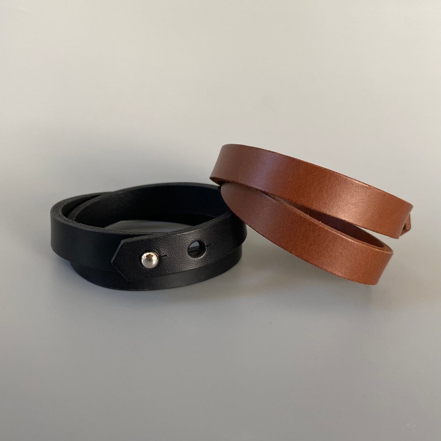 Size-adjustable Leather Double Wrap Bracelet Men | Wrap Me | Cognac Brown