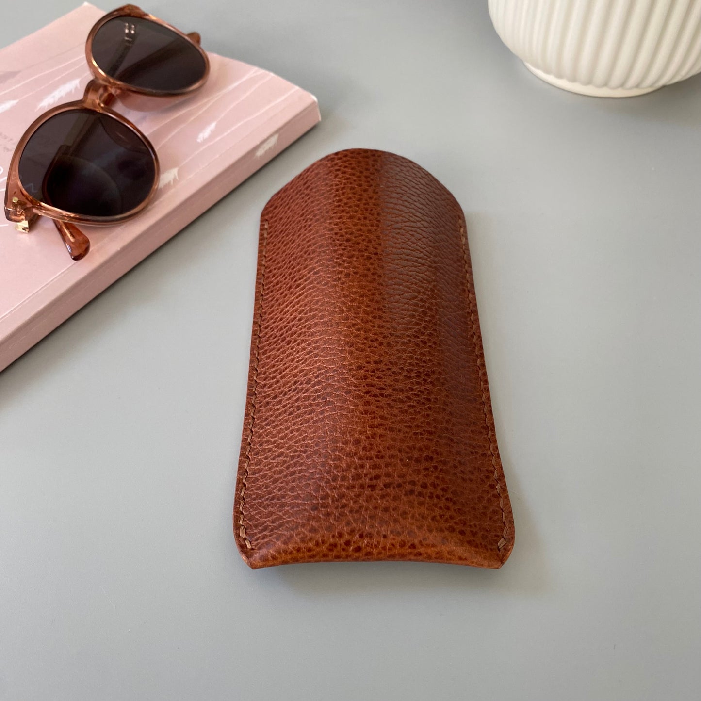 Leather Glasses Case from grained leather| See Me | Black and Brown