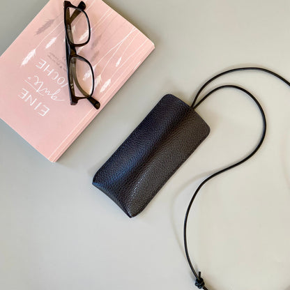 Leather Glasses Case from grained leather| See Me | Black and Brown