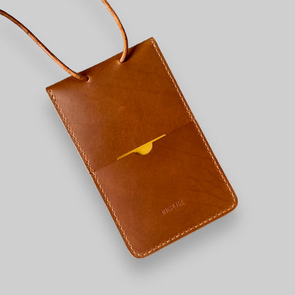 Leather Smartphone Bag with Flap Closure | Call Me Back | Cognac Brown