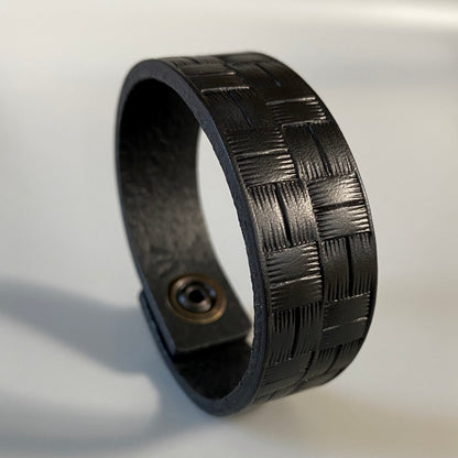 Embossed Leather Bracelet Men | Rugged Me | Black