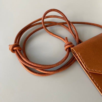 Leather Smartphone Bag with Flap Closure | Call Me Back | Cognac Brown