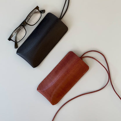 Leather Glasses Case from grained leather| See Me | Black and Brown