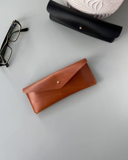 Elegant Leather Glasses Case |  Watch Me | classic brown and chic black