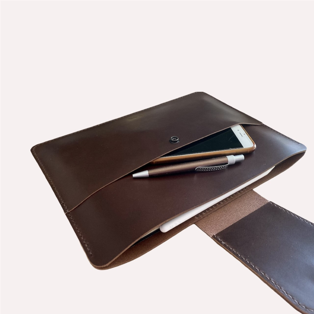 Tablet and Laptop Leather Case Dark Brown